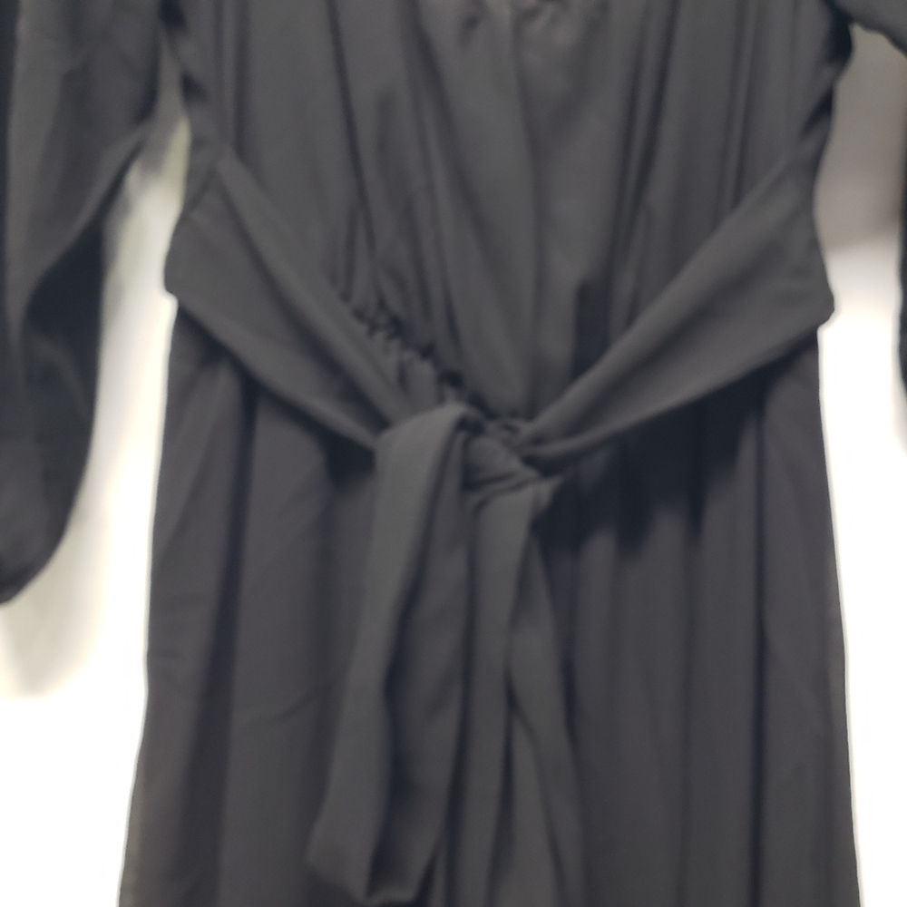 FAERIESTY Maxi Dress Size L Black Babydoll Sheer Sleeves Formal Flowy Evening - Picture 9 of 16